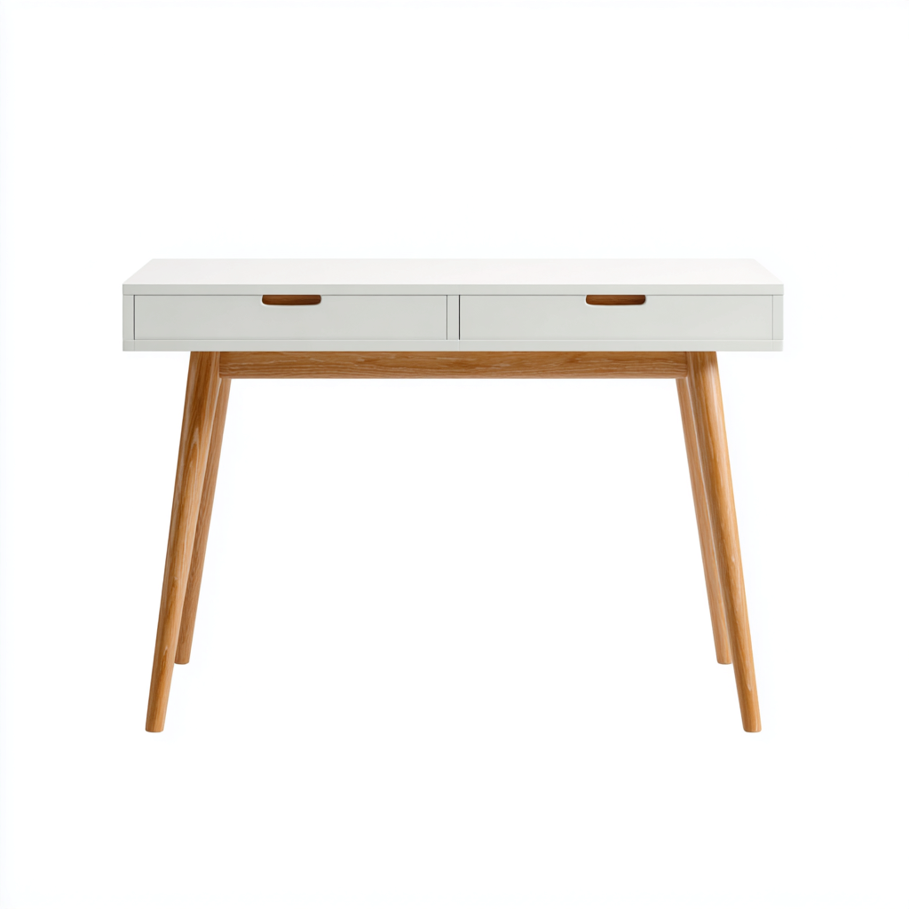 Bureau bois et MDF 110x55x75 cm - blanc - chêne - style moderne pour espace de travail-Designena