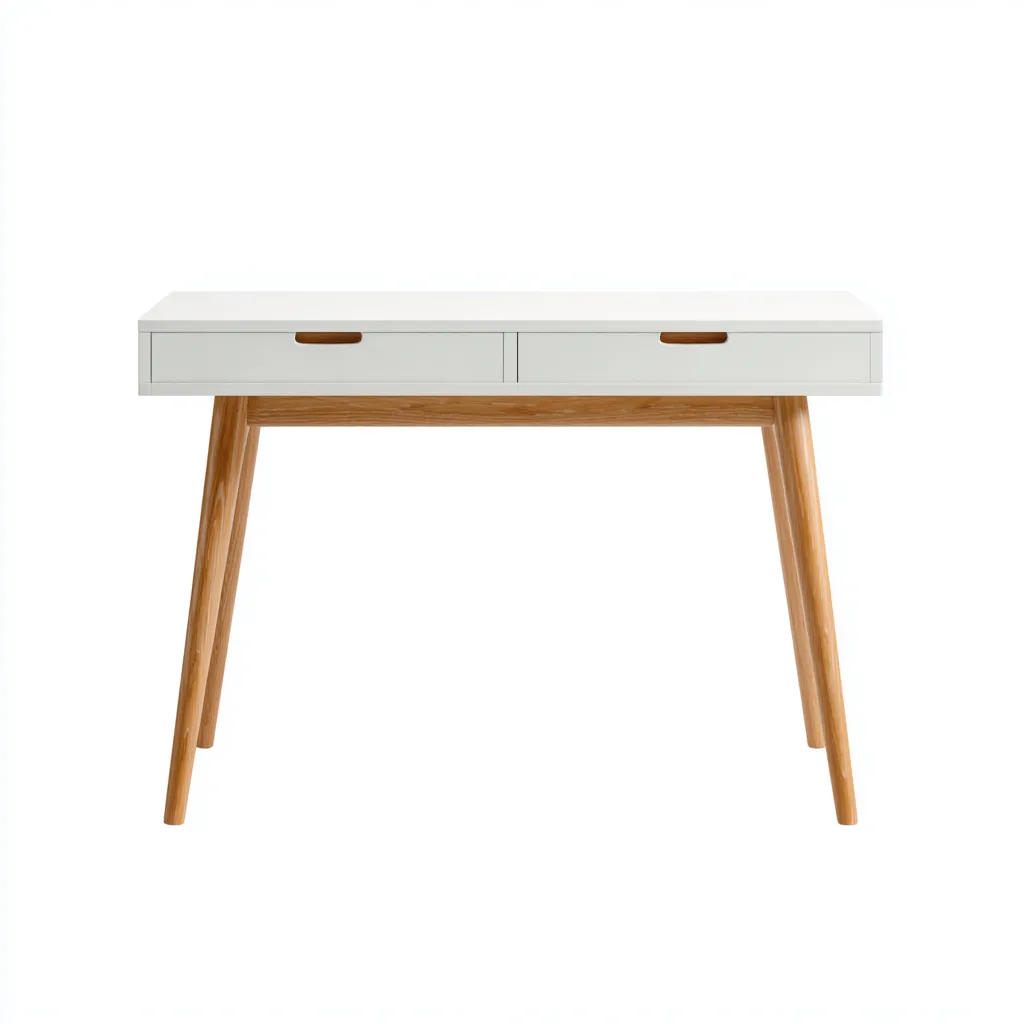 Bureau bois et MDF 110x55x75 cm - blanc - chêne - style moderne pour espace de travail-Designena