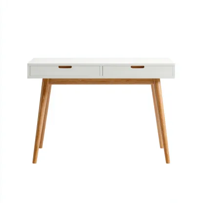 Bureau bois et MDF 110x55x75 cm - blanc - chêne - style moderne pour espace de travail-Designena