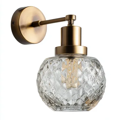 Applique murale metal - verre 17x19x27 cm - or - style classique - pour interieur-Designena