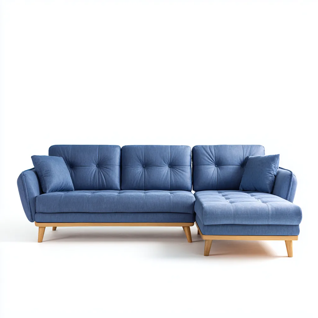 Canapé d'angle tissu 265x165x86 cm - bleu - pour salon - style moderne-Designena