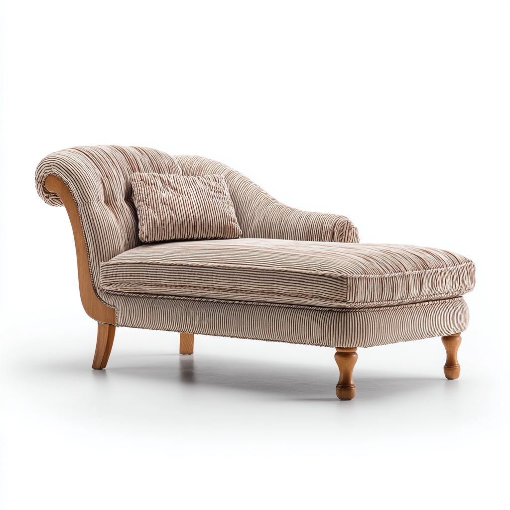 Chaise longue tissu côtelé 165x88x82 cm - marron clair - style classique pour salon-Designena