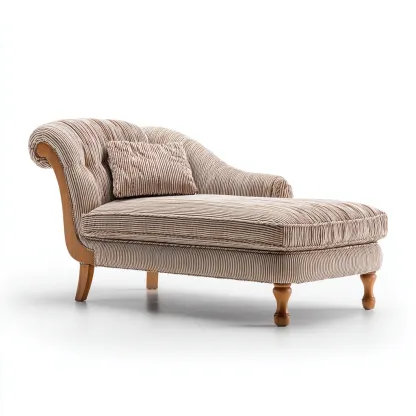 Chaise longue tissu côtelé 165x88x82 cm - marron clair - style classique pour salon-Designena