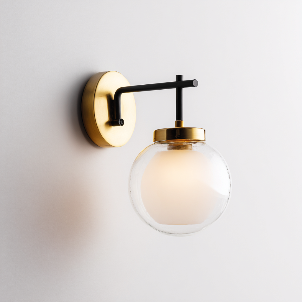 Applique murale metal - verre 16x20x28 cm - or - noir - style moderne - pour interieur-Designena