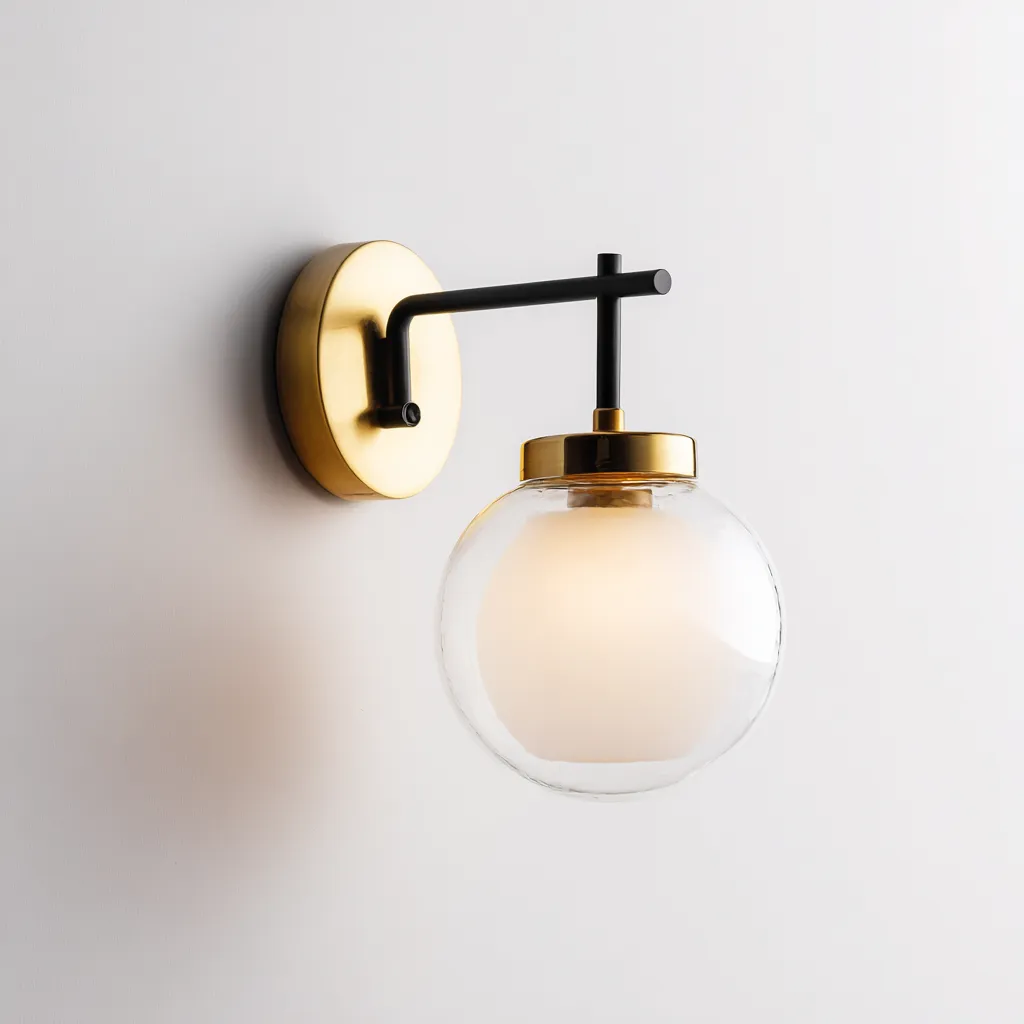 Applique murale metal - verre 16x20x28 cm - or - noir - style moderne - pour interieur-Designena