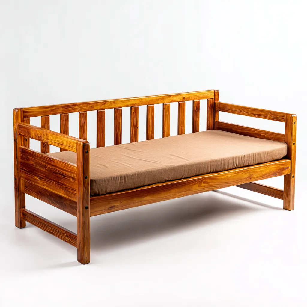 Canape lit en bois 198x92x85 cm - brun - pour chambre - design naturel-Designena