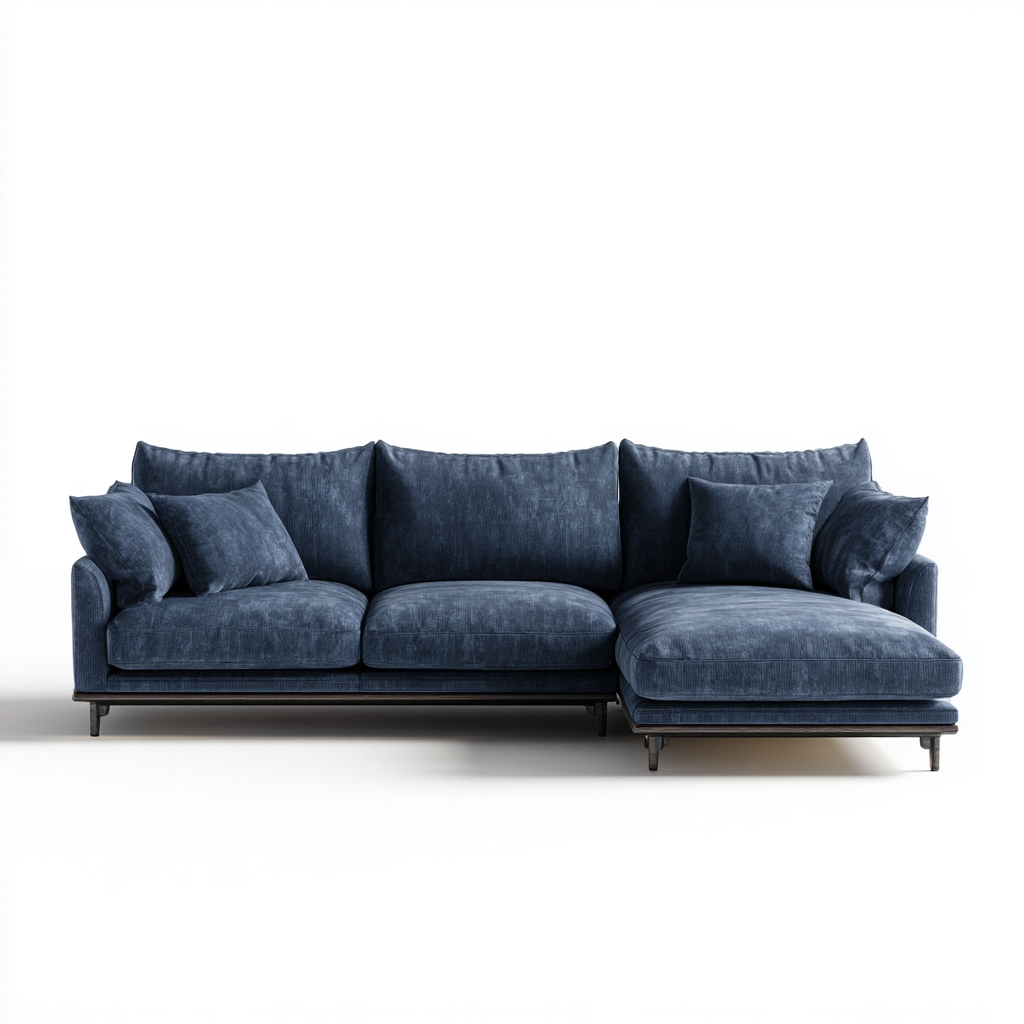 Canapé d'angle tissu 290x175x88 cm - bleu - pour salon - style moderne-Designena