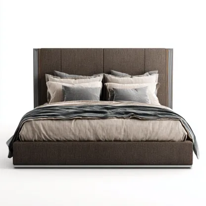 Lit double tissu 200x180x118 cm - brun - adapté à la chambre - design contemporain-Designena