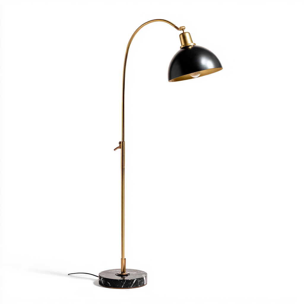 Lampadaire métal et marbre 31x27x165 cm noir adapté au salon style moderne-Designena