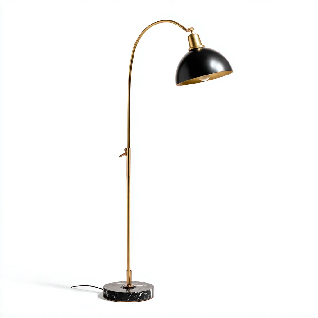 Lampadaire métal et marbre 31x27x165 cm noir adapté au salon style moderne-Designena