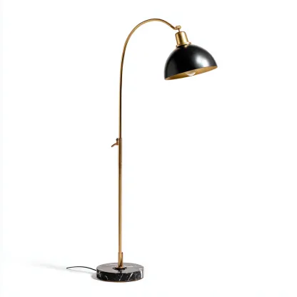 Lampadaire métal et marbre 31x27x165 cm noir adapté au salon style moderne-Designena