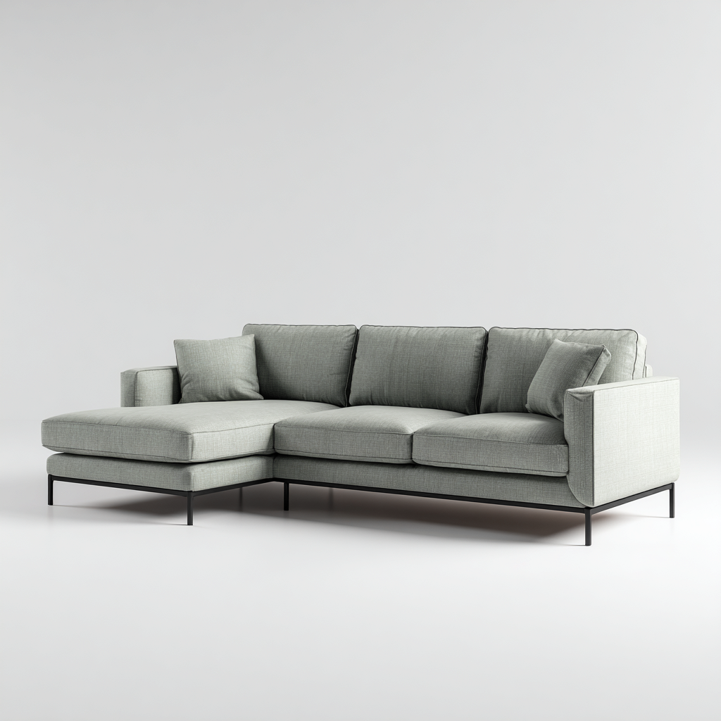 Canapé d'angle tissu 272x164x84 cm - gris vert - pour salon - style moderne-Designena