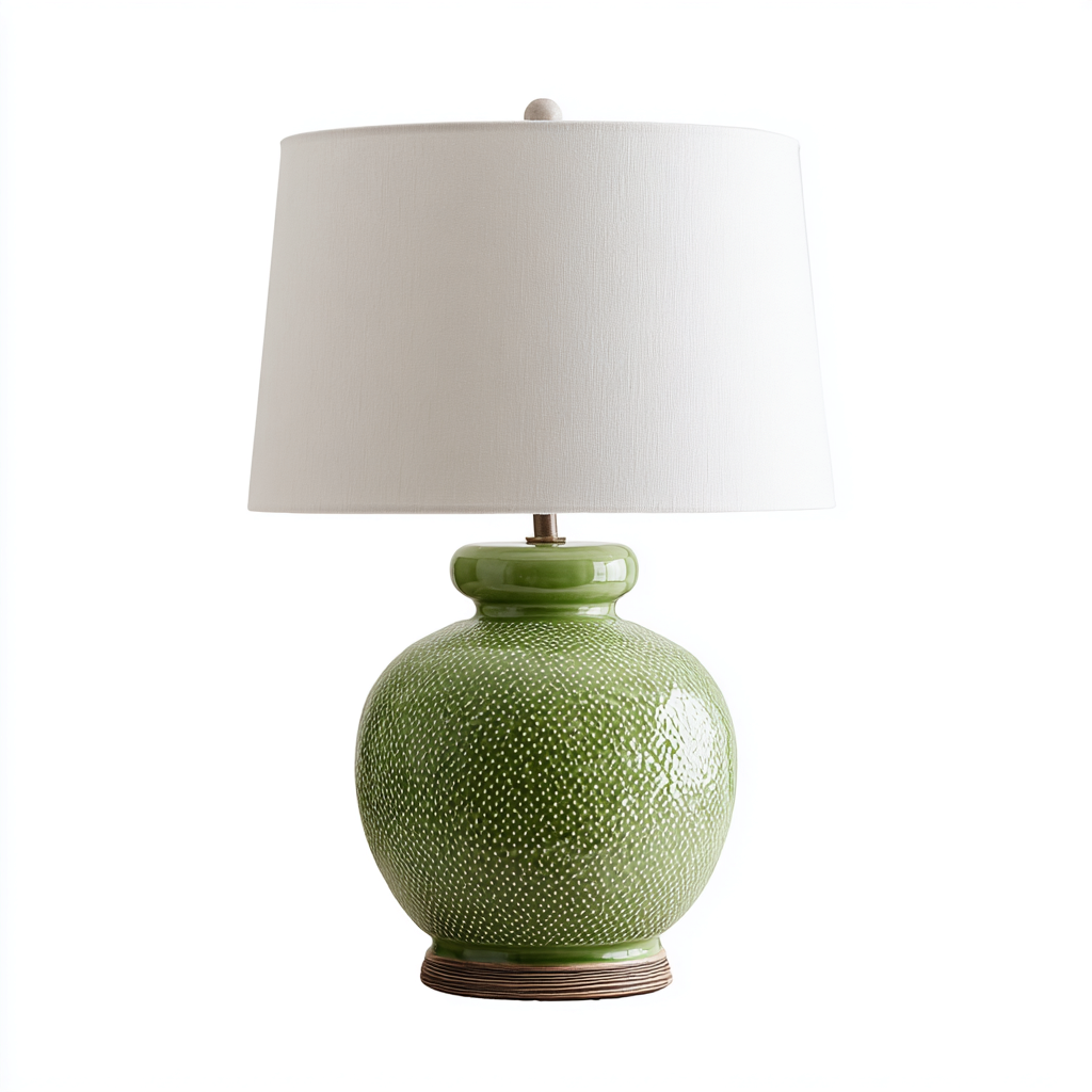 Lampe de table céramique et tissu 30x30x52 cm - vert - blanc - style moderne - éclairage d'appoint pour intérieur-Designena