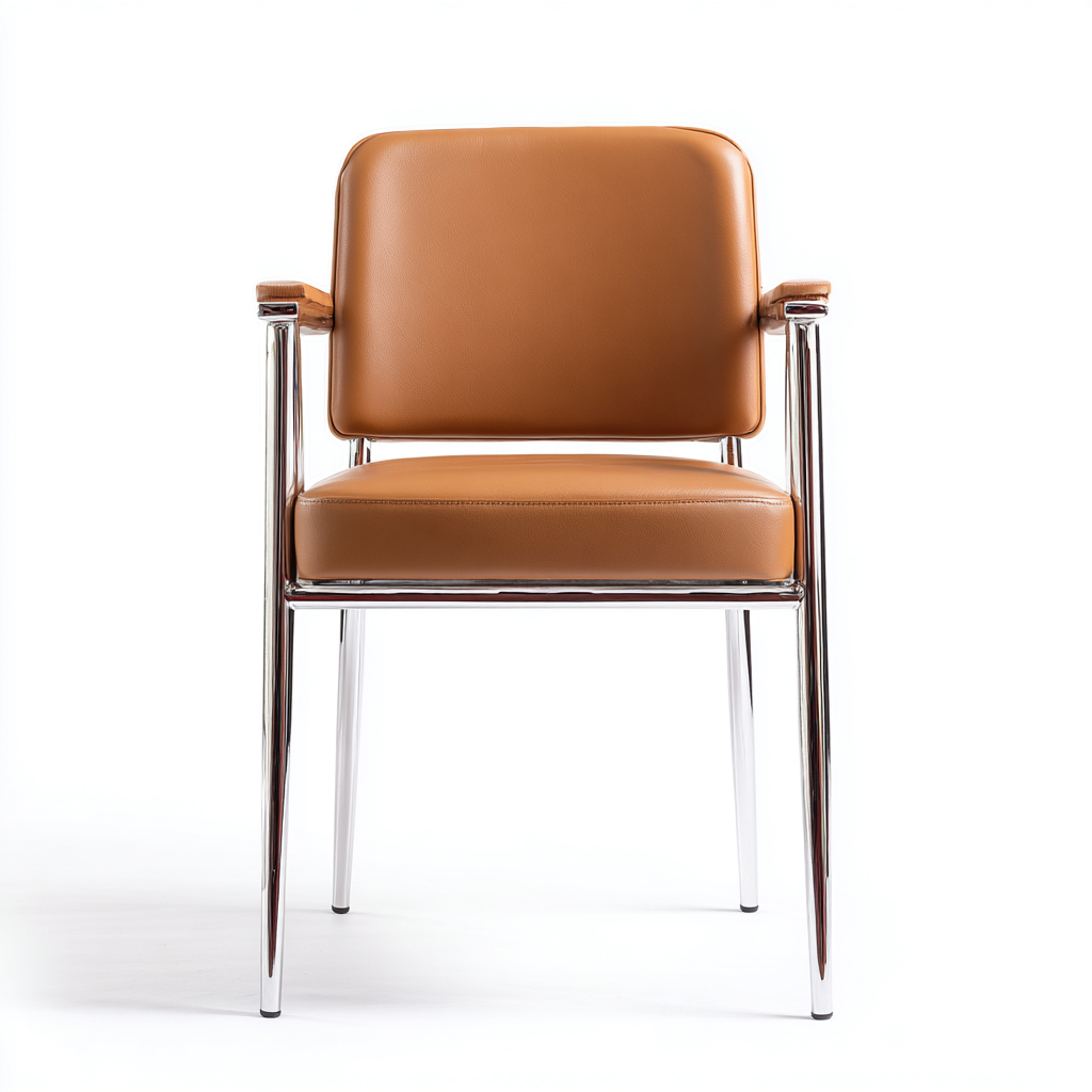 Chaise de bureau similicuir 52x55x82 cm - orange - argenté - pour salle de réunion - design moderne-Designena