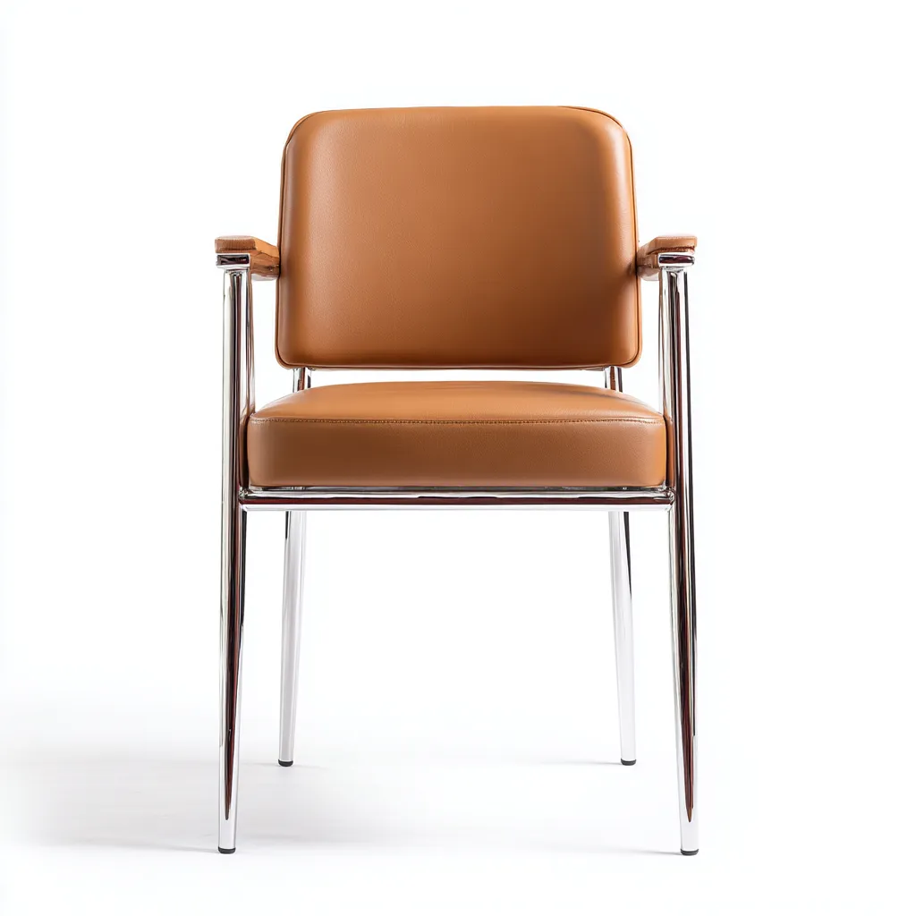 Chaise de bureau similicuir 52x55x82 cm - orange - argenté - pour salle de réunion - design moderne-Designena