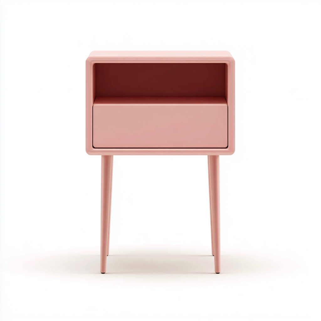 Table de chevet bois 44x38x55 cm rose adaptée à la chambre style moderne-Designena