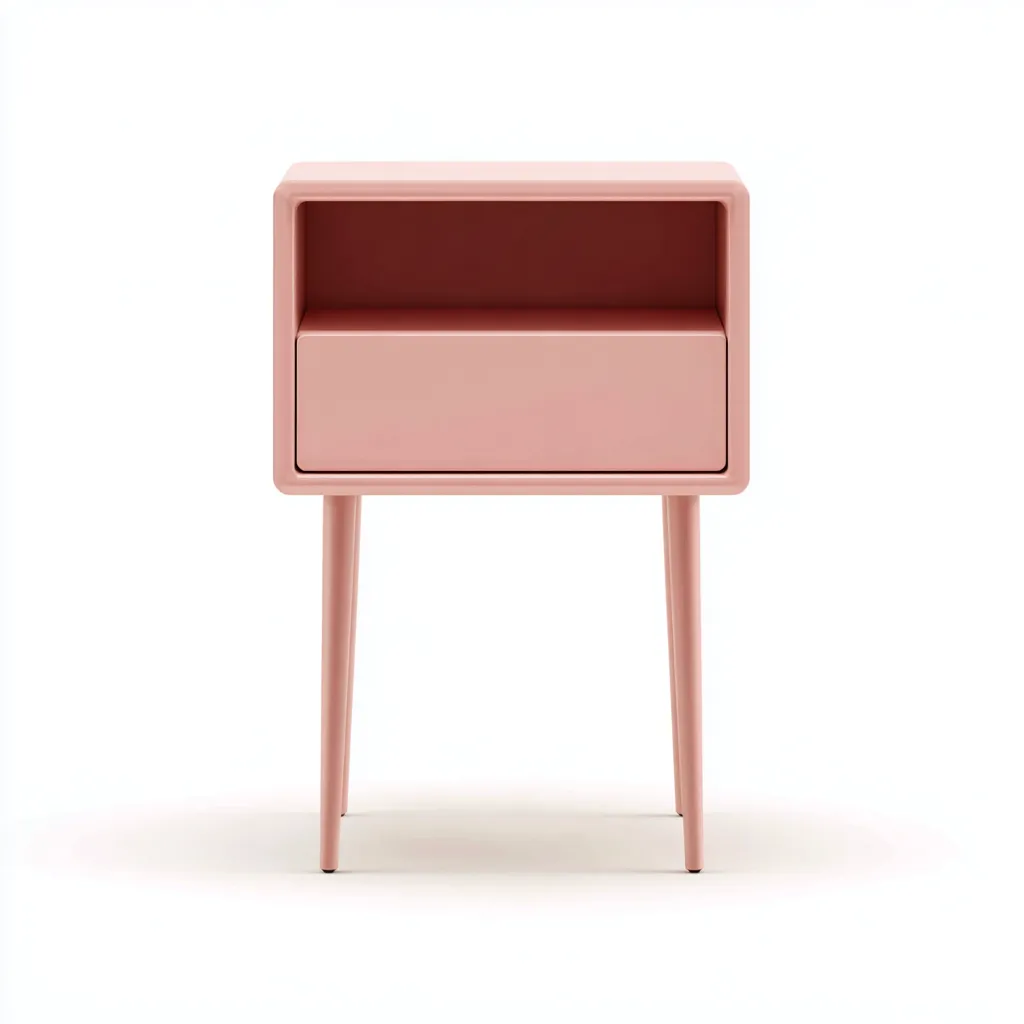 Table de chevet bois 44x38x55 cm rose adaptée à la chambre style moderne-Designena