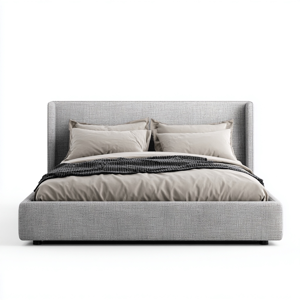 Lit double tissu 200x180x110 cm - gris clair - adapté à la chambre - design moderne-Designena