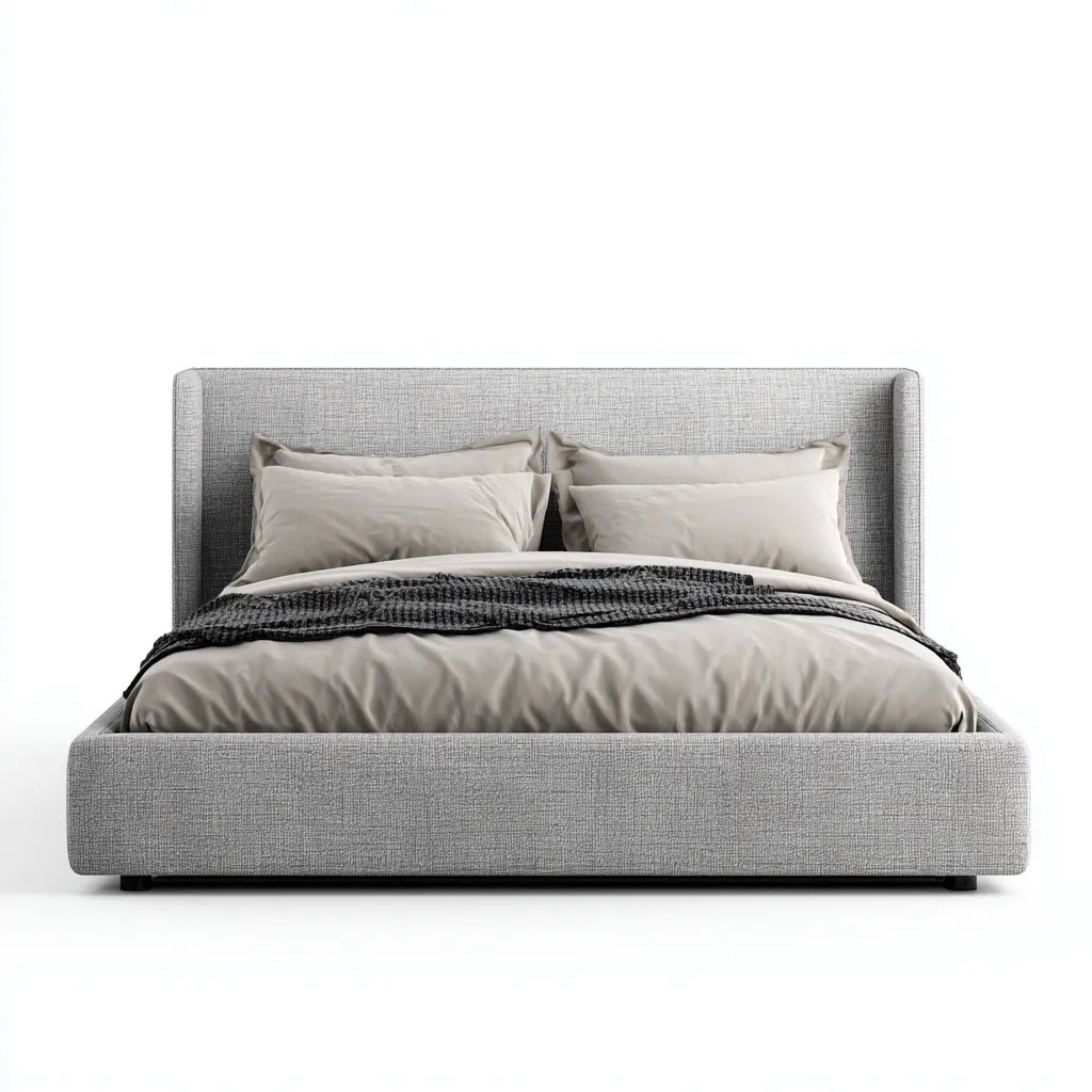 Lit double tissu 200x180x110 cm - gris clair - adapté à la chambre - design moderne-Designena