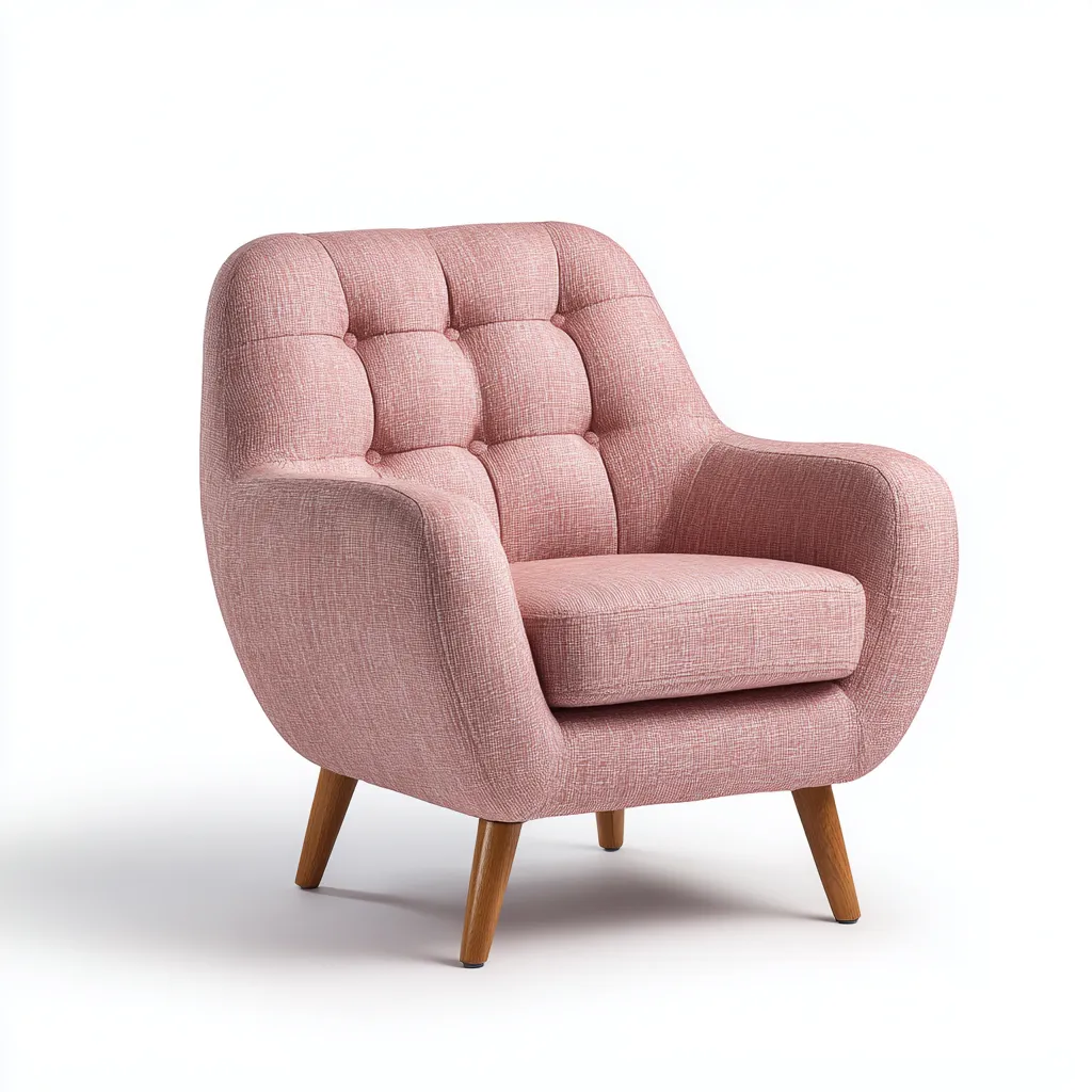 Fauteuil avec accoudoirs tissu 82x78x90 cm - rose clair - design rétro moderne pour salon-Designena