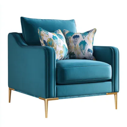 Fauteuil avec accoudoirs tissu 85x80x88 cm - bleu turquoise - design moderne pour salon-Designena
