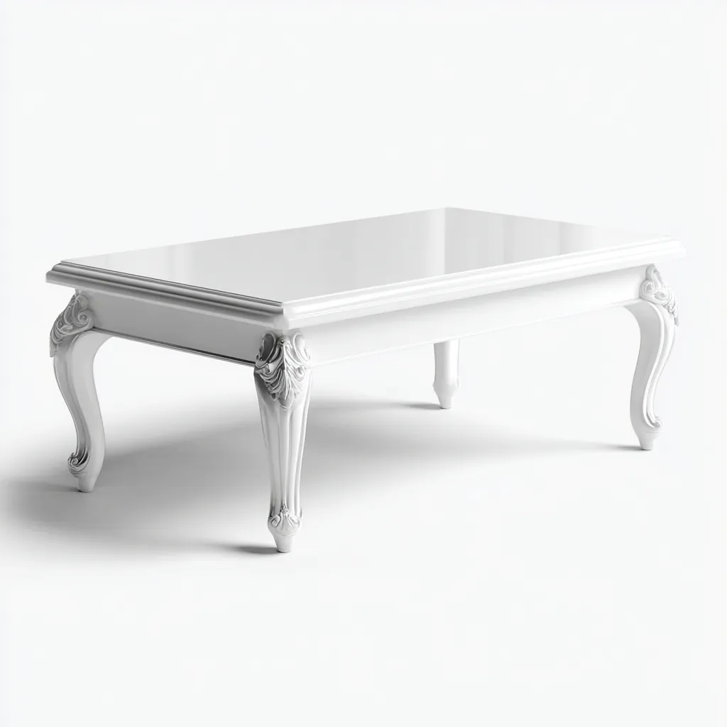 Table basse en bois sculpté 100x55x45 cm - blanc - adaptée au salon - style classique-Designena