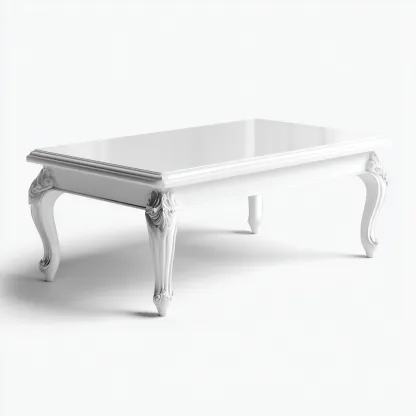 Table basse en bois sculpté 100x55x45 cm - blanc - adaptée au salon - style classique-Designena