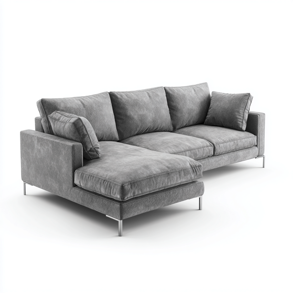 Canapé d'angle tissu 270x165x86 cm - gris - pour salon - style moderne-Designena