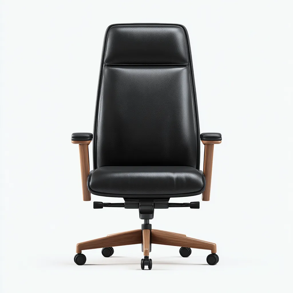 Chaise de bureau cuir véritable 71x70x125 cm - noir - pour espace de travail - style ergonomique-Designena