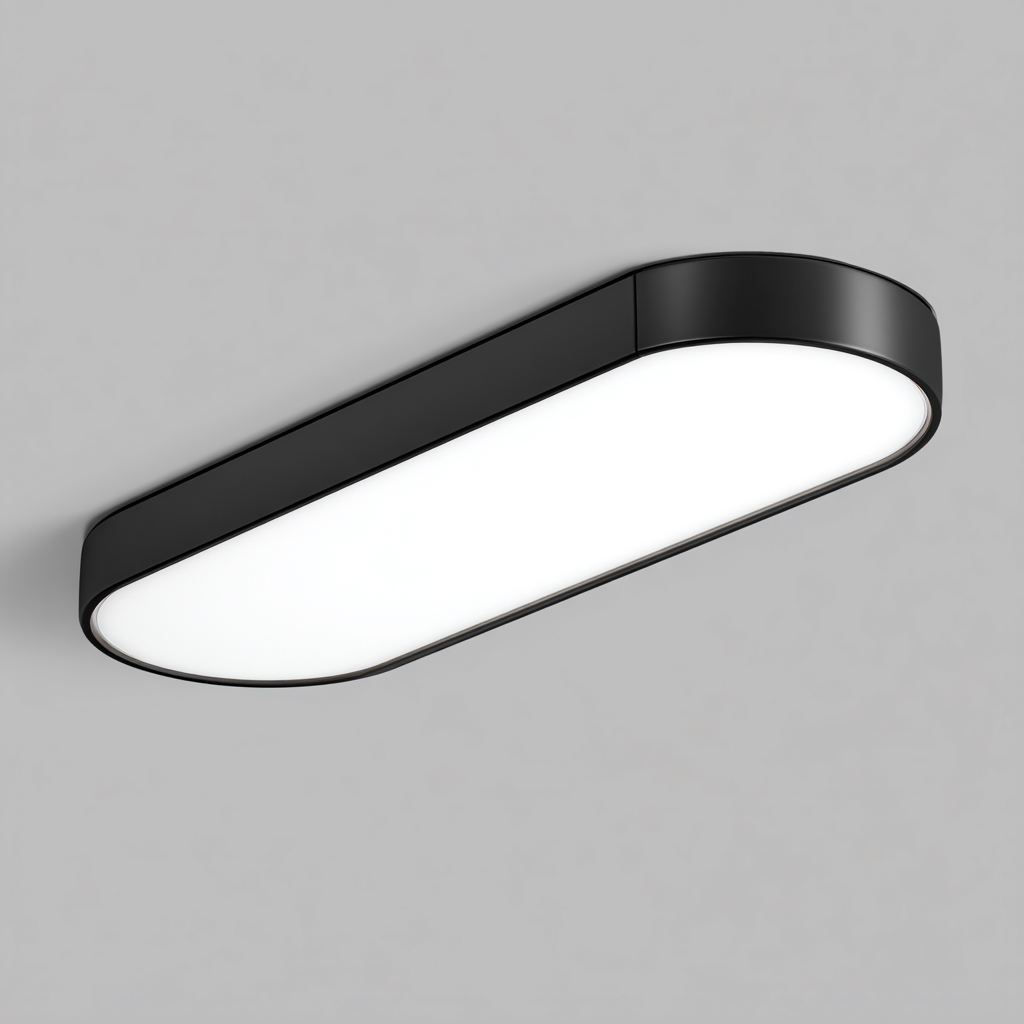 Plafonnier métal 55x20x5 cm noir adapté au salon style moderne-Designena