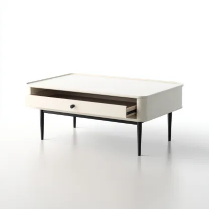 Table basse en bois avec tiroir 90x55x42 cm - blanc - noir - adaptée au salon - style moderne-Designena