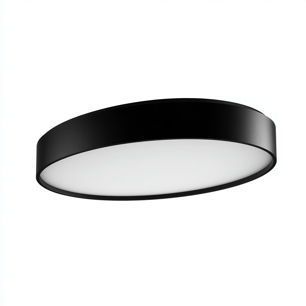 Plafonnier métal 32x32x4.5 cm - noir - blanc - pour salon - design moderne-Designena