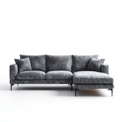 Canapé d'angle tissu 285x170x86 cm - gris - pour salon - style moderne-Designena