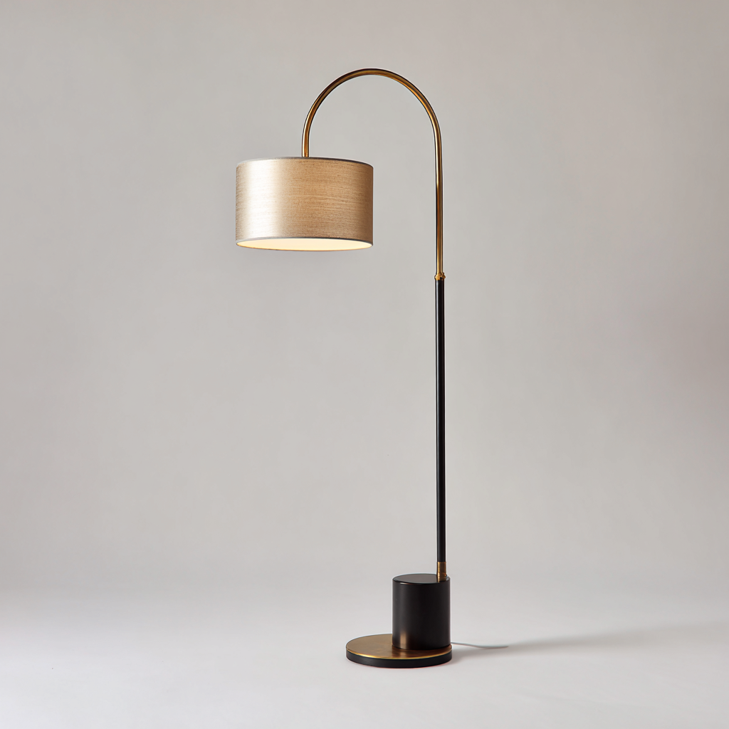 Lampadaire métal et tissu 35x28x165 cm noir adapté au salon style moderne-Designena