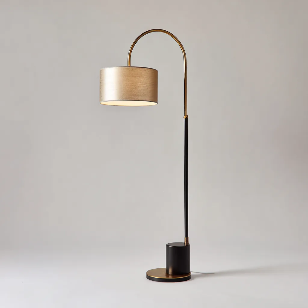 Lampadaire métal et tissu 35x28x165 cm noir adapté au salon style moderne-Designena