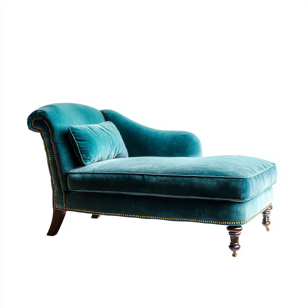 Chaise longue tissu 165x85x80 cm - bleu canard - style classique pour salon-Designena