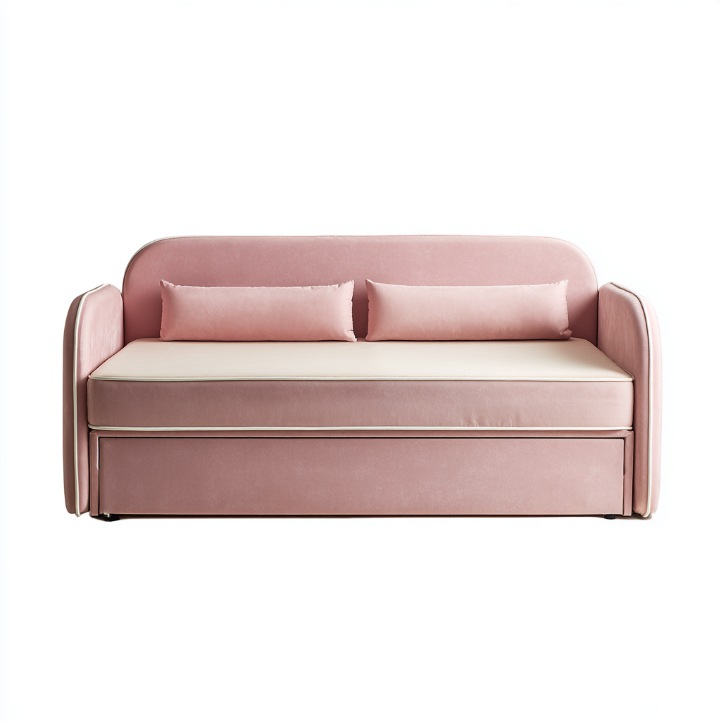 Canape lit en tissu 188x90x82 cm - rose - pour chambre - design moderne-Designena