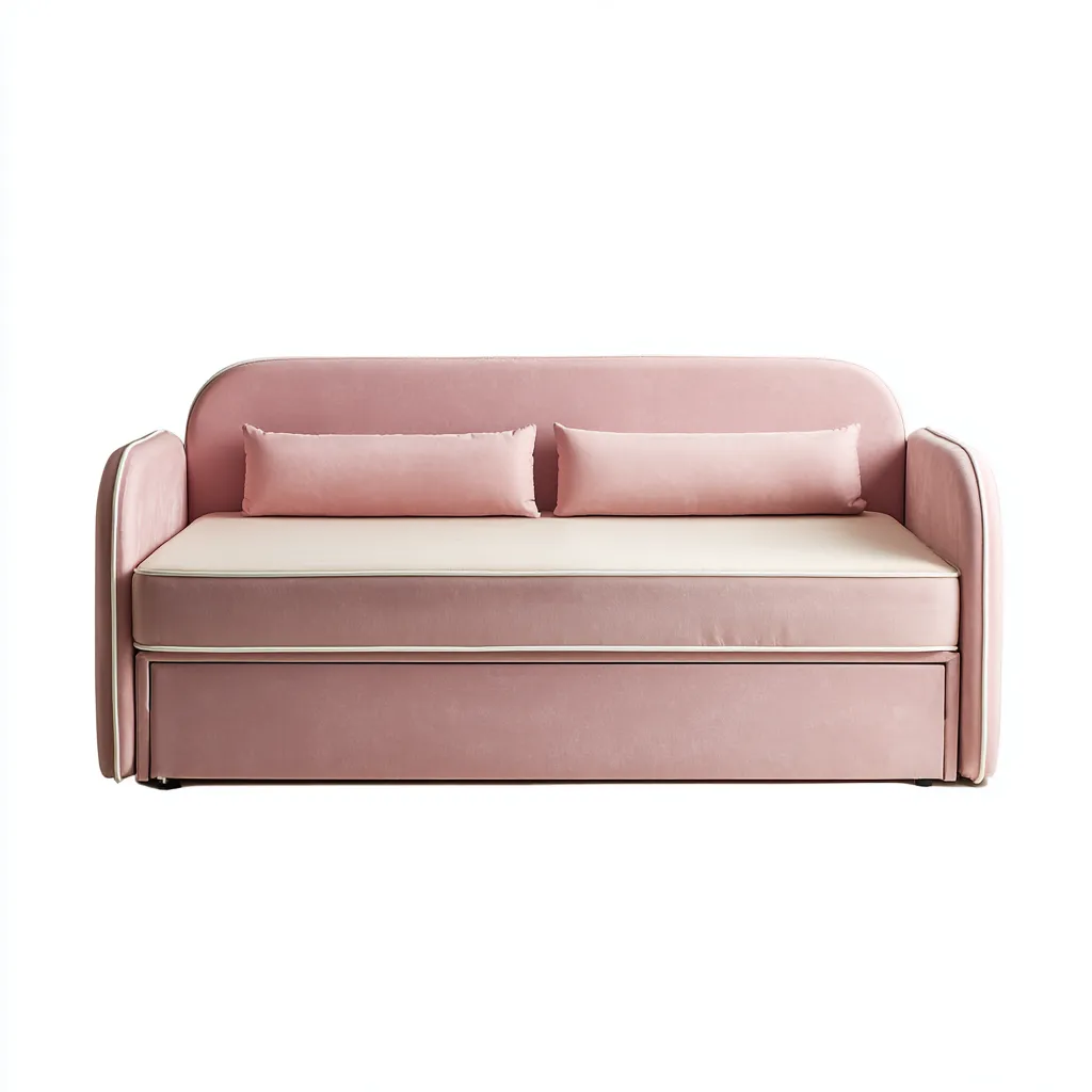 Canape lit en tissu 188x90x82 cm - rose - pour chambre - design moderne-Designena