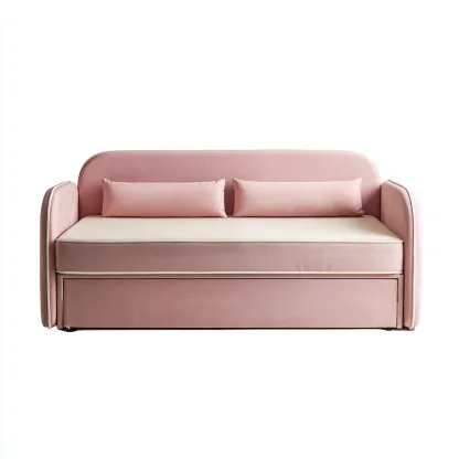 Canape lit en tissu 188x90x82 cm - rose - pour chambre - design moderne-Designena