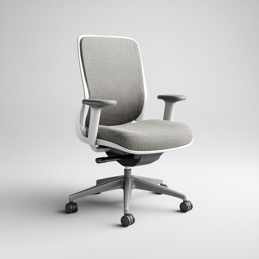 Chaise de bureau tissu 60x59x95 cm - gris - blanc - pour espace de travail - style ergonomique-Designena