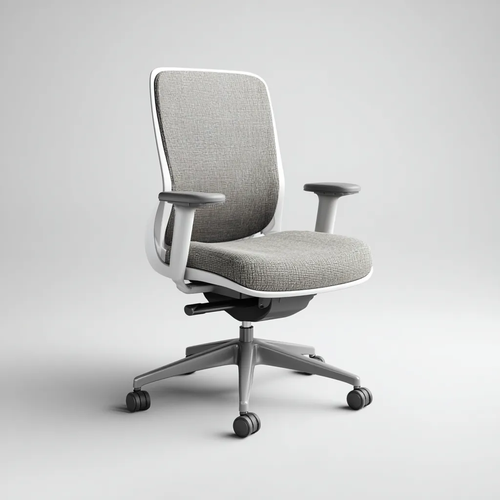 Chaise de bureau tissu 60x59x95 cm - gris - blanc - pour espace de travail - style ergonomique-Designena