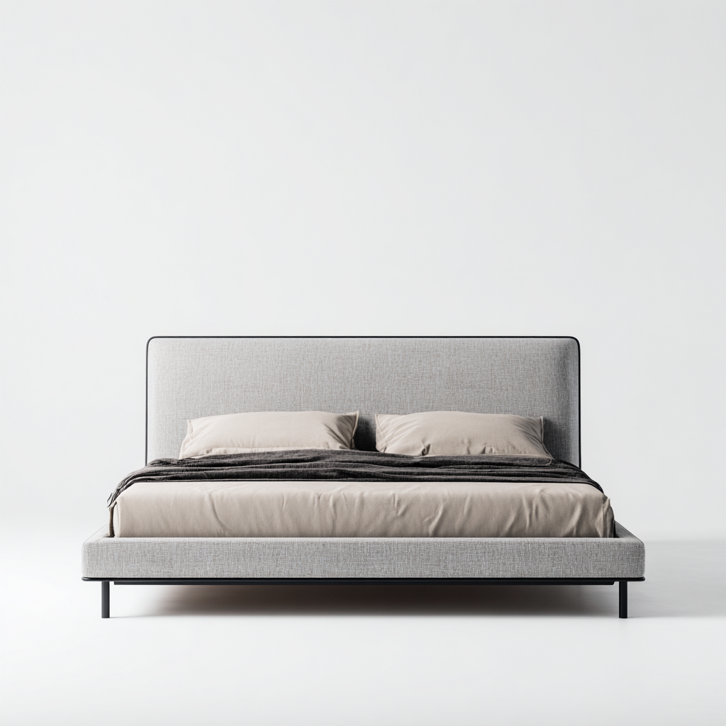 Lit double tissu 200x180x98 cm - gris clair - adapté à la chambre - style moderne-Designena