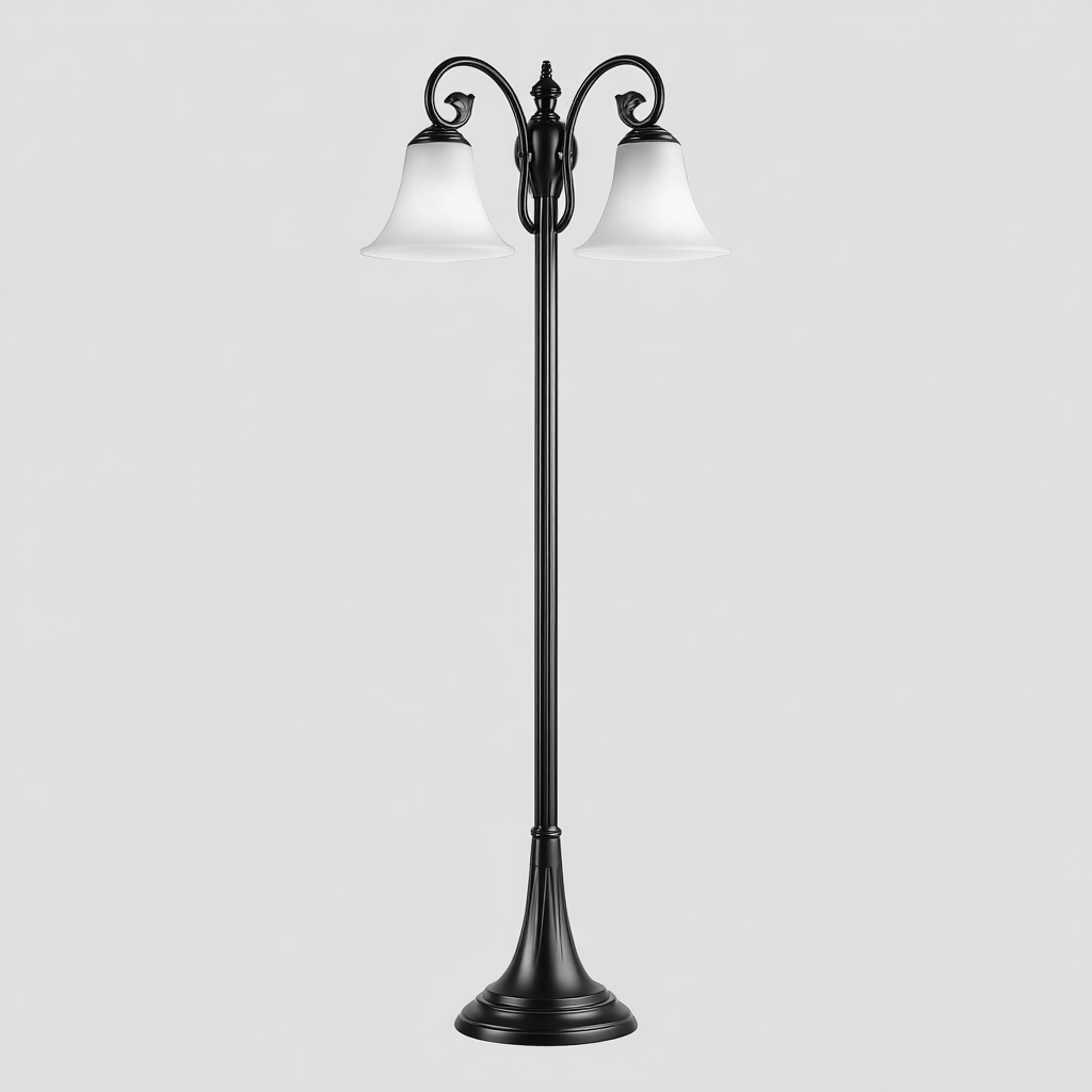 Lampadaire métal et verre 32x28x165 cm noir adapté au salon style classique-Designena