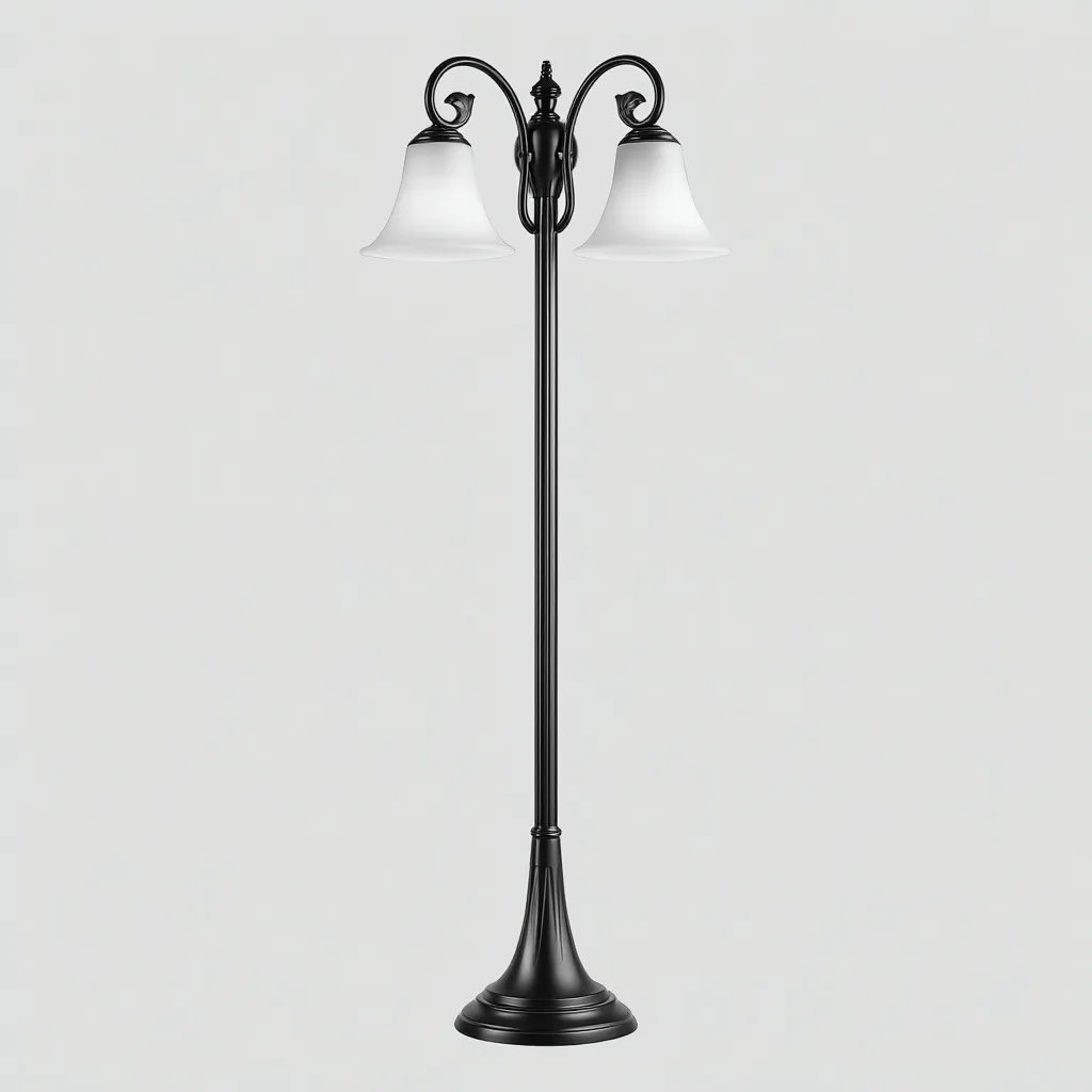 Lampadaire métal et verre 32x28x165 cm noir adapté au salon style classique-Designena