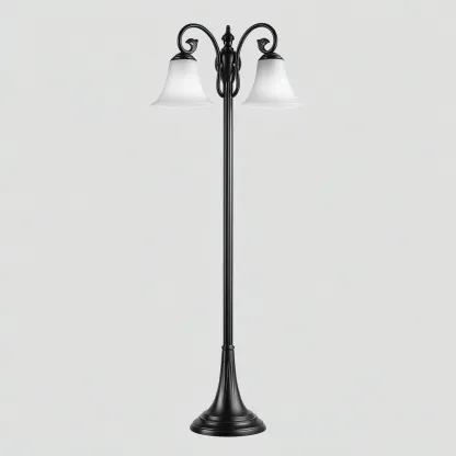 Lampadaire métal et verre 32x28x165 cm noir adapté au salon style classique-Designena