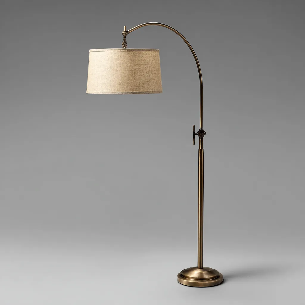 Lampadaire métal et tissu 36x28x165 cm doré adapté au salon style classique-Designena