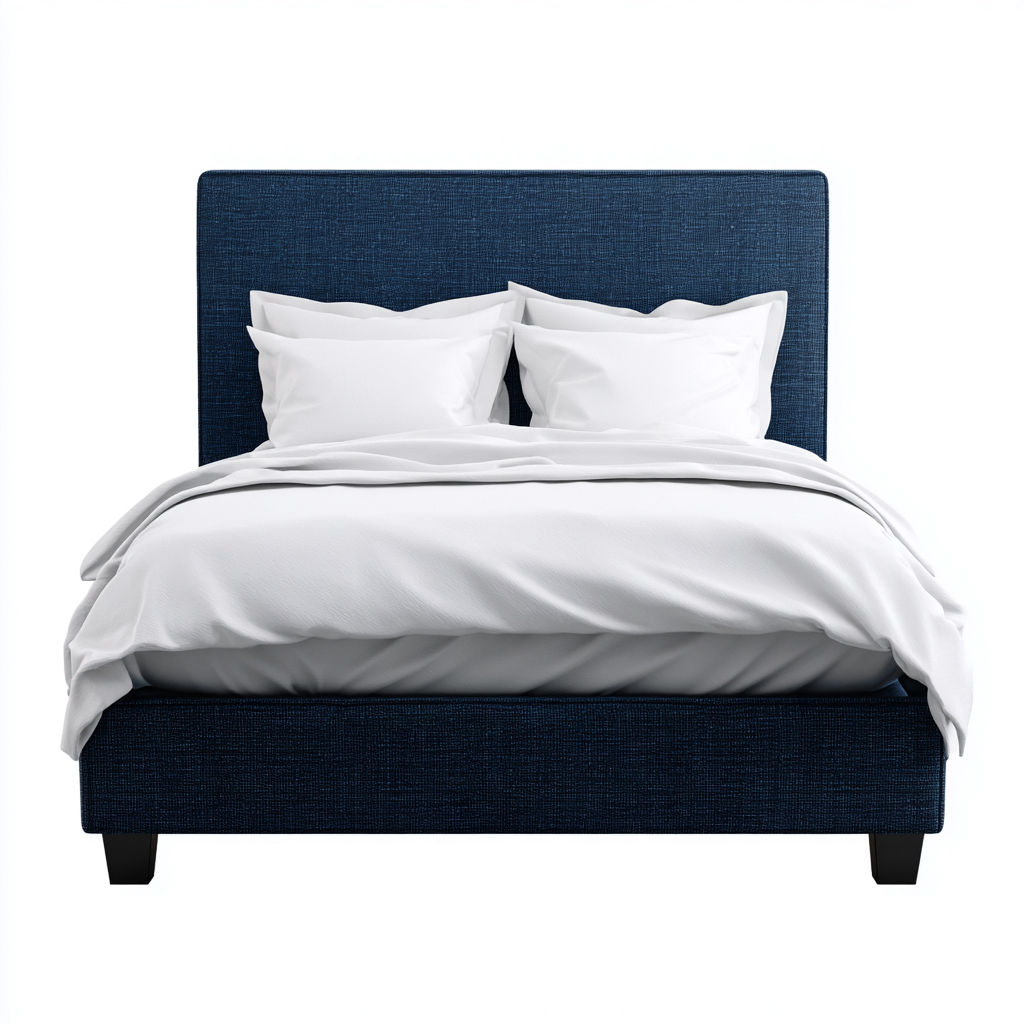 Lit double tissu 200x180x118 cm - bleu - adapté à la chambre - design contemporain-Designena