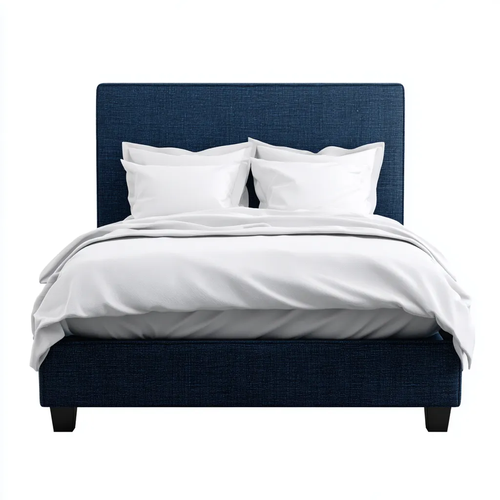 Lit double tissu 200x180x118 cm - bleu - adapté à la chambre - design contemporain-Designena