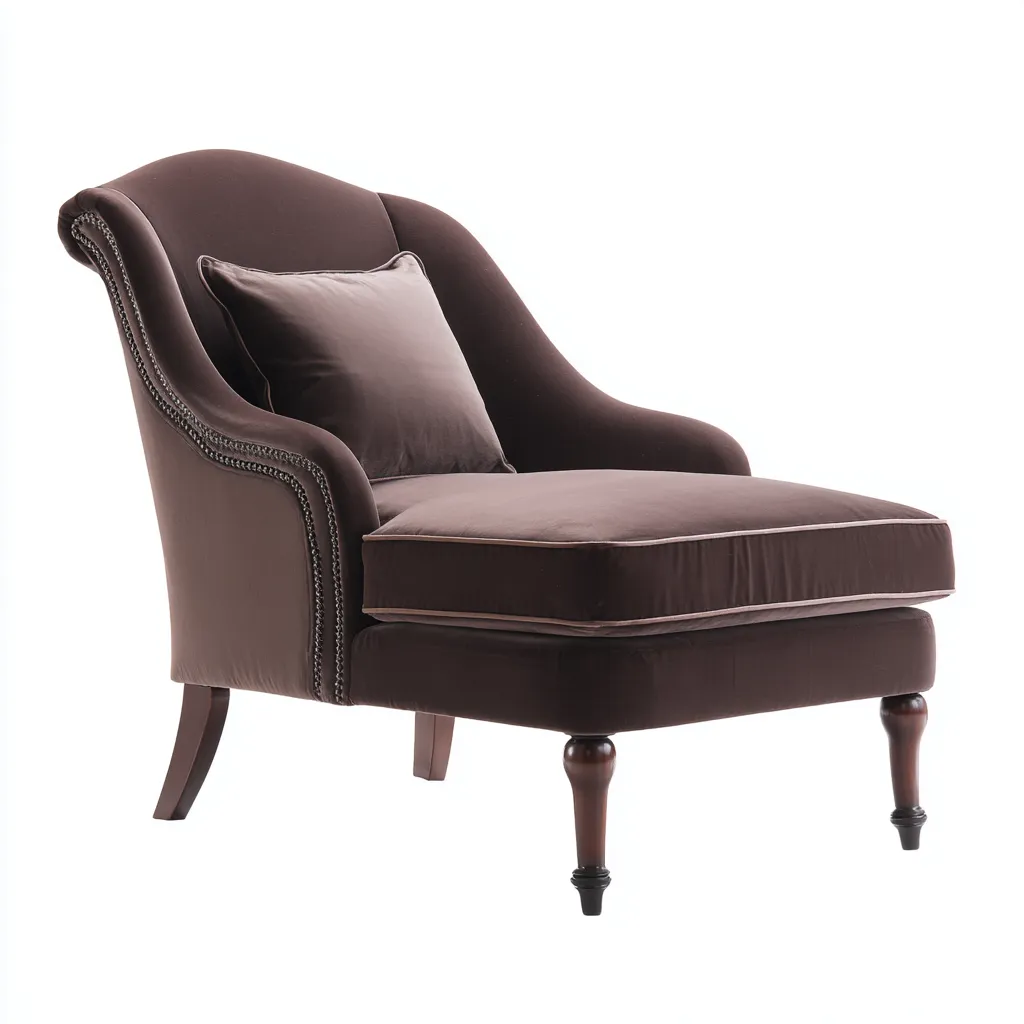 Chaise longue tissu 165x85x80 cm - marron - style classique pour salon-Designena