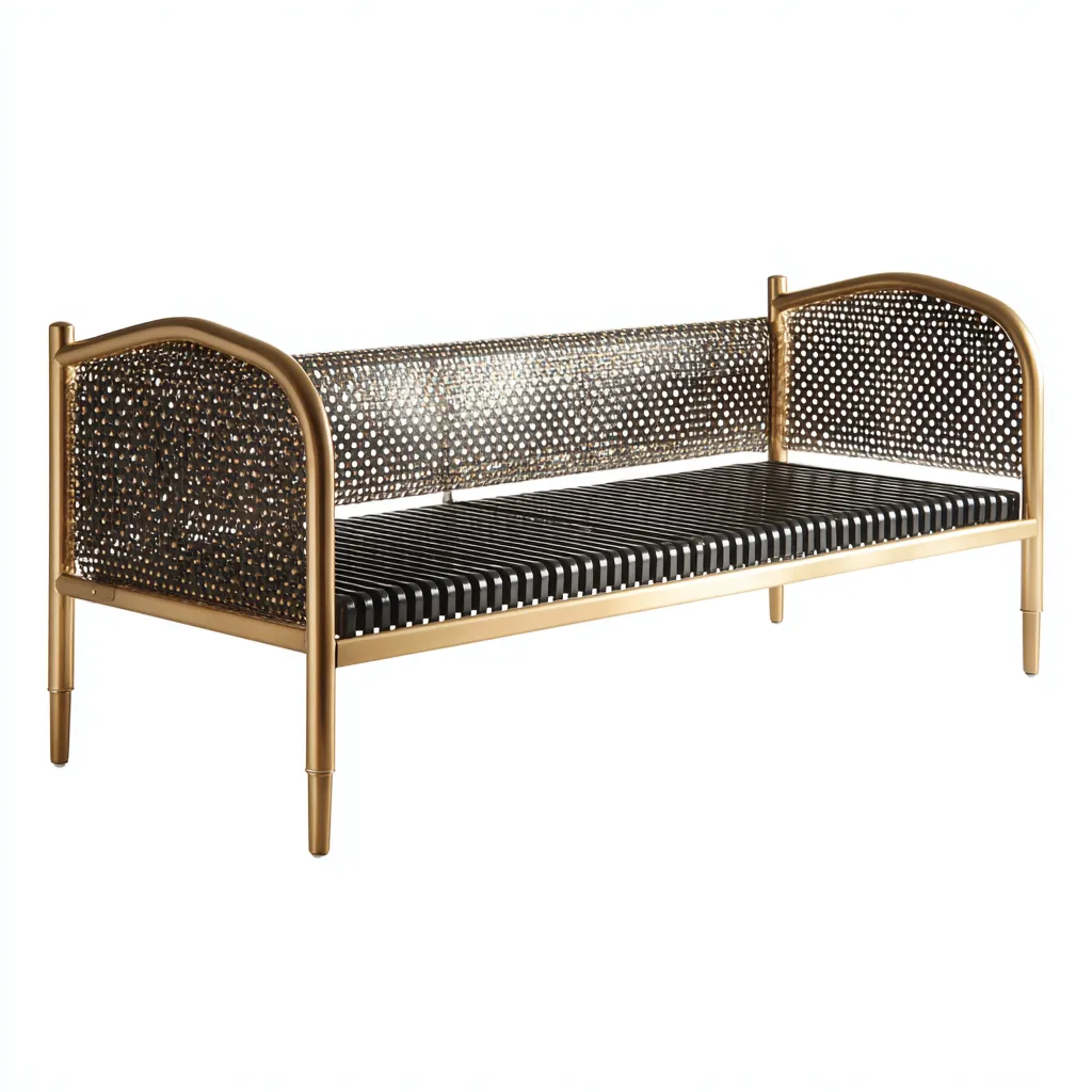 Canape lit en métal 200x90x85 cm - doré - pour chambre - design moderne-Designena